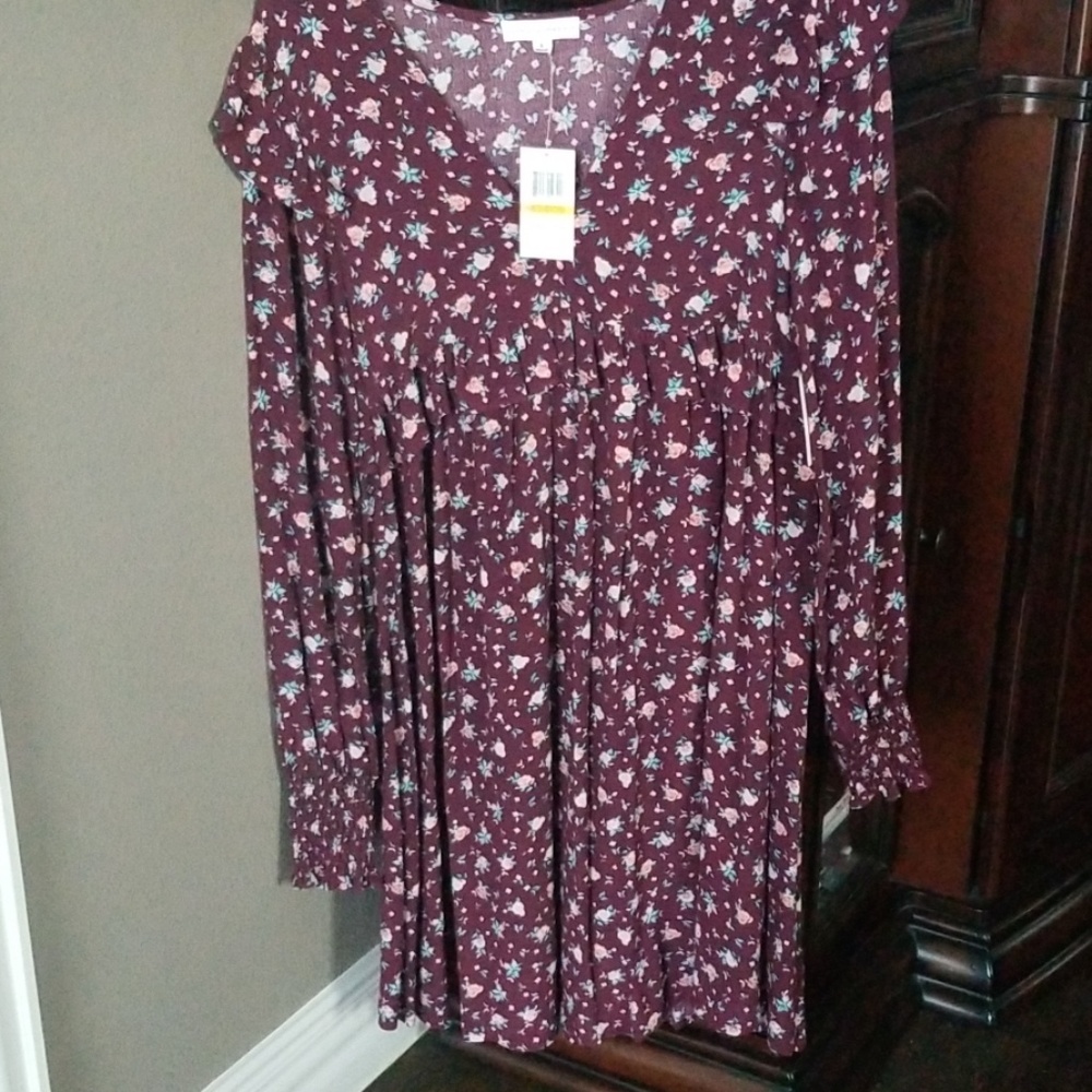 Coco & Jamieson Wine Floral Print Dress